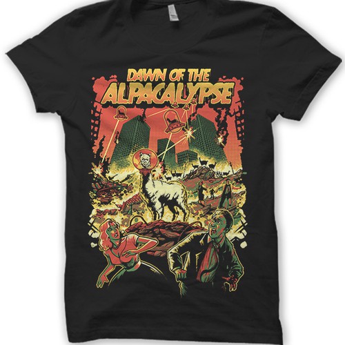 T shirt design Dawn of the Alpacalypse