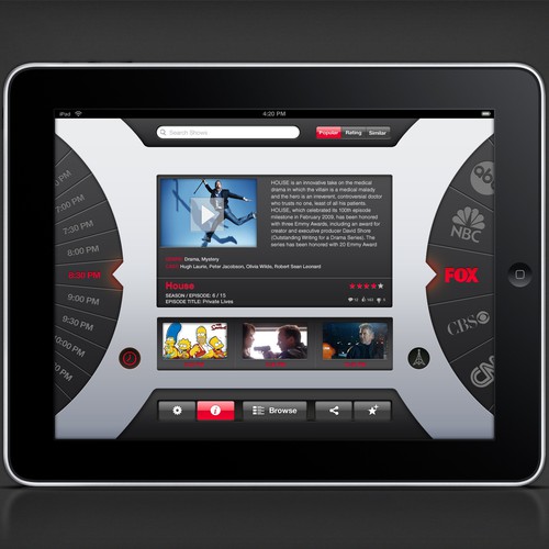 UI design mockup for new iPad app!