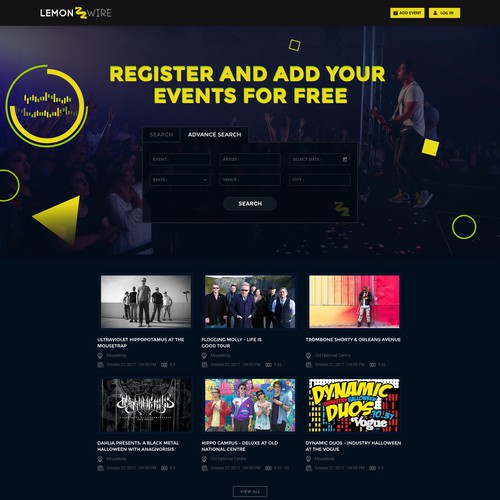  Music Events landing page