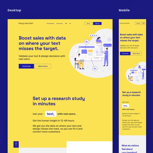 Stylish Landing Page Redesign for EasyUserTest with Branding in mind