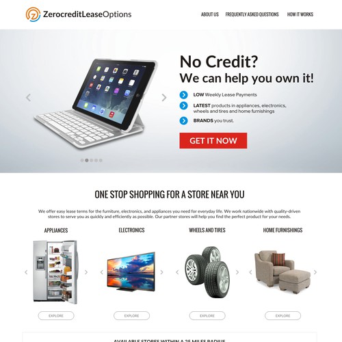 ZerocreditLeaseOptions.com Landing Page 