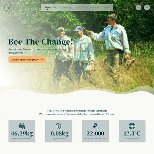 Clean and simple web page for organic beekeeping company