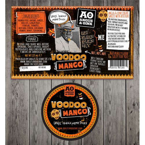 Product label for Angus & Oink 