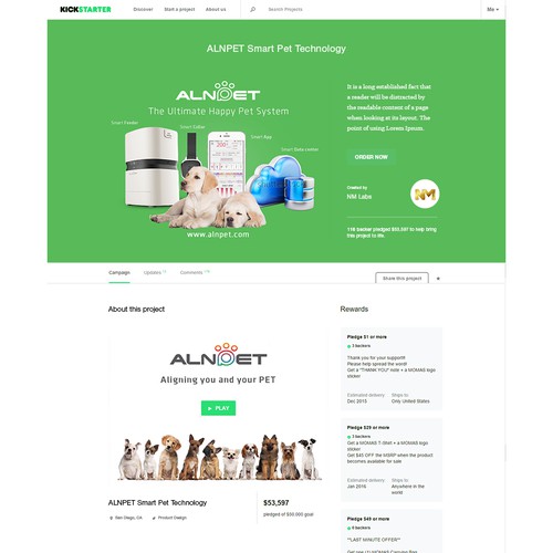 Kickstarter Page for ALNPET Smart Pet Technology