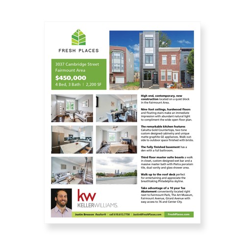 Real estate flyer featuring new property for sale