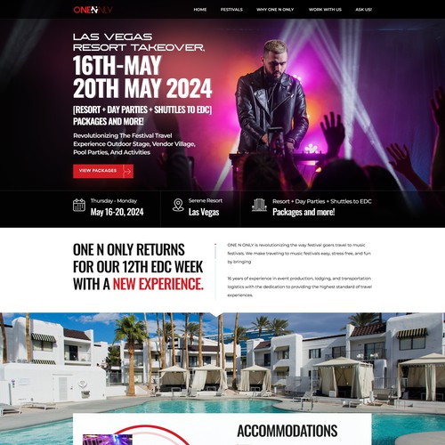 design concept for a EDM party website