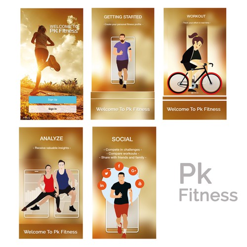 Social fitness app needs fun and energetic illustrations for onboarding new users