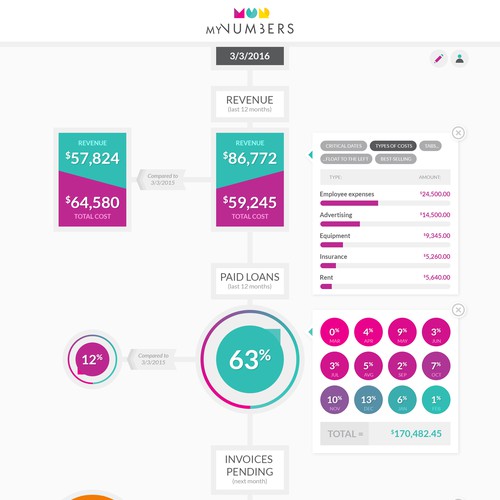 Visualization of a small company’s financial situation