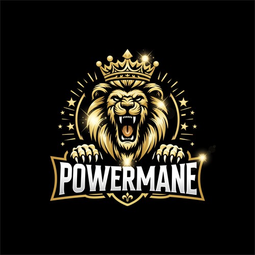 "Develop a Distinctive Lion with a Crown Logo Featuring "Powermane"