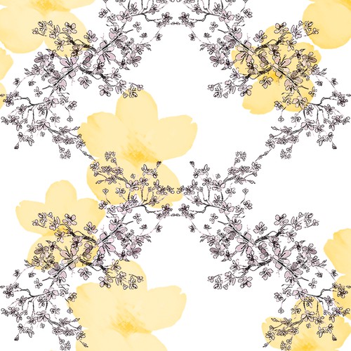 Cherry Blossom Pattern Yellow