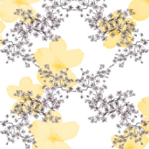 Cherry Blossom Pattern Yellow