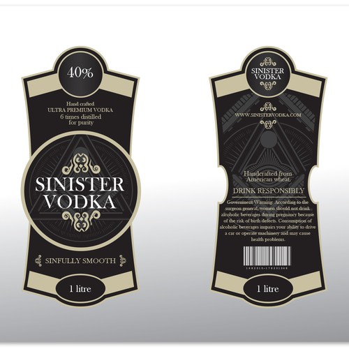 Sinister Vodka needs a new product label