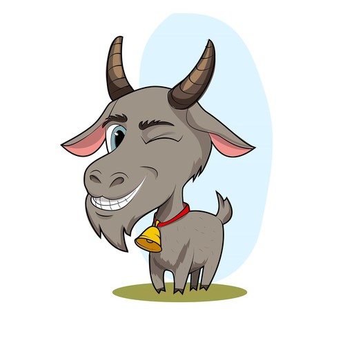 A cartoon goat. Funny and cute goat illustration.