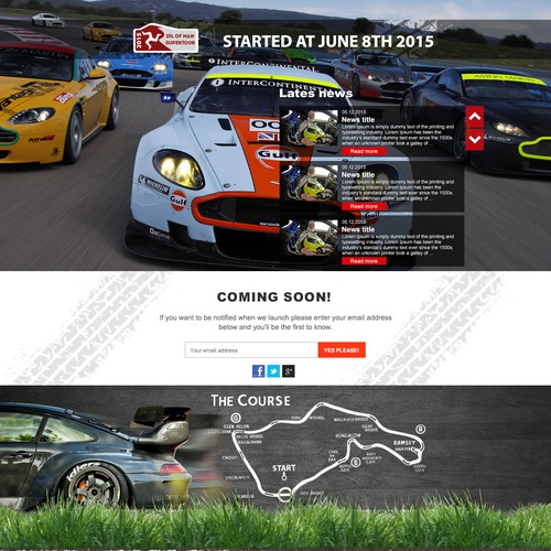 New Motor Sport event in need of a landing page to attract racers!