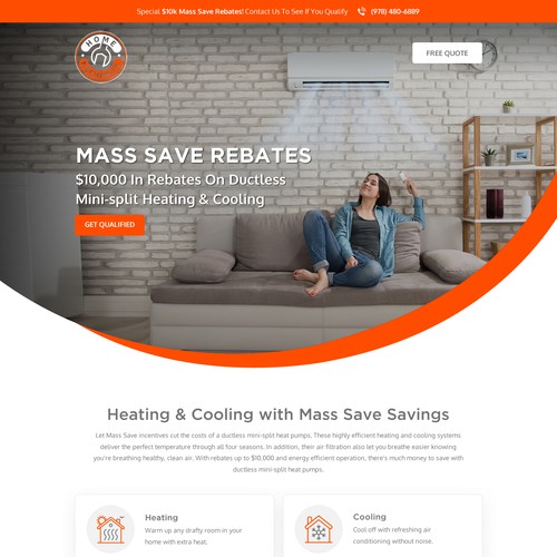 Landing page for an HVAC service company