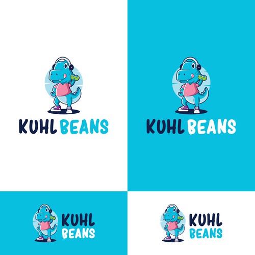 Fun trex holding bean logo