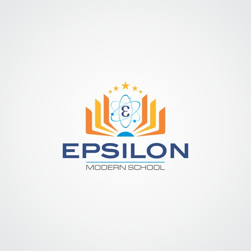 Create a modern, unique and colourful logo for an upcoming school named Epsilon. Do not put kids in the logo.