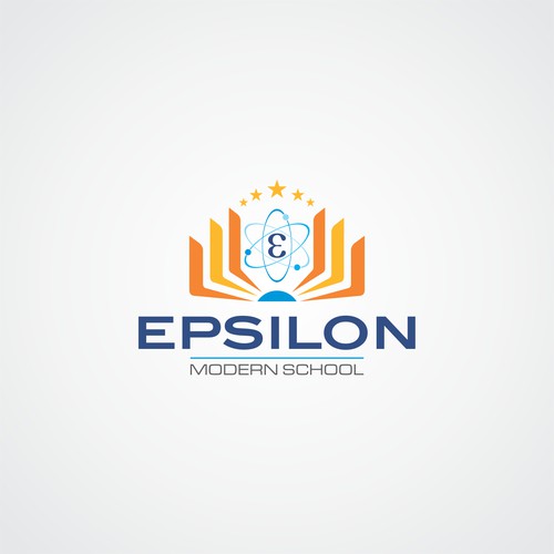 Create a modern, unique and colourful logo for an upcoming school named Epsilon. Do not put kids in the logo.