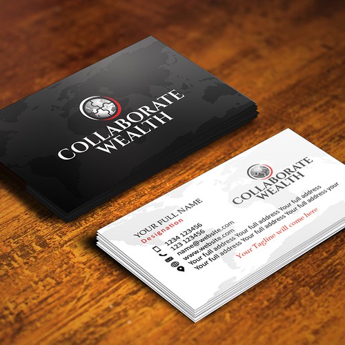 Business card for a financial investment company