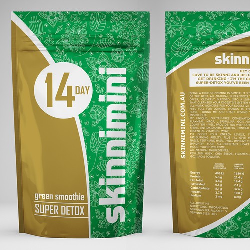 MINIMALIST PACKAGE LABEL DESIGN - A superfood blend powder for your favourite green smoothie