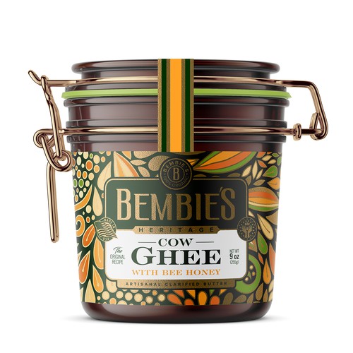 Bembie's Ghee jar label