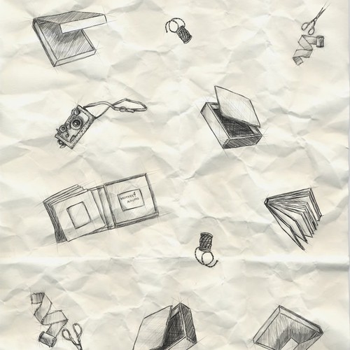Hand drawn-like sketches of products for custom printed tissue paper