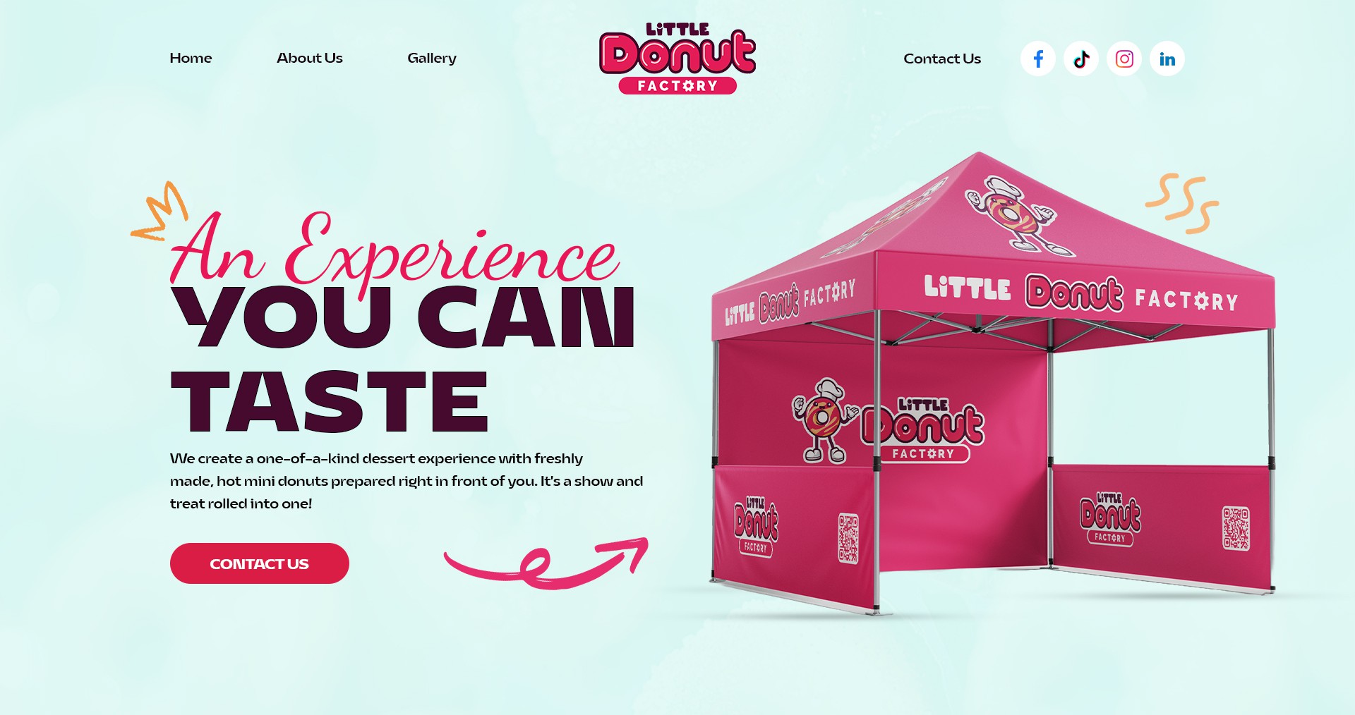 Landing page design for mobile Mini Donut company