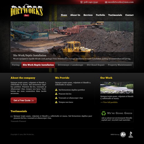 Web Page Design for MCE Dirtworks