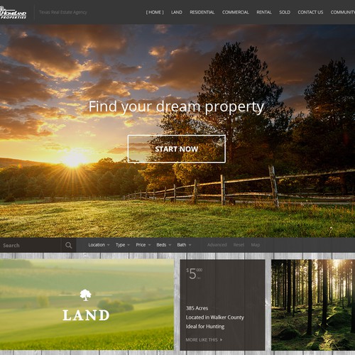 Clean & rustic landing page for real estate company