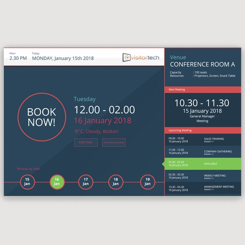 User Interface for Booking Software Visitor Tech