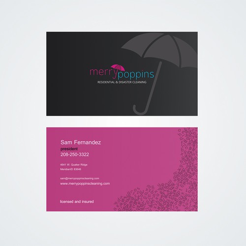 Merry Poppins logo and card