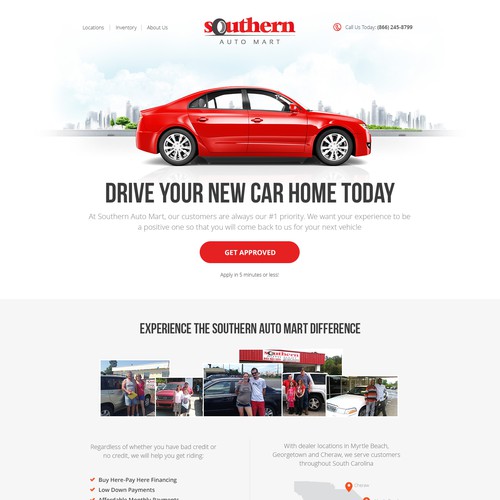 Landing page for car dealer