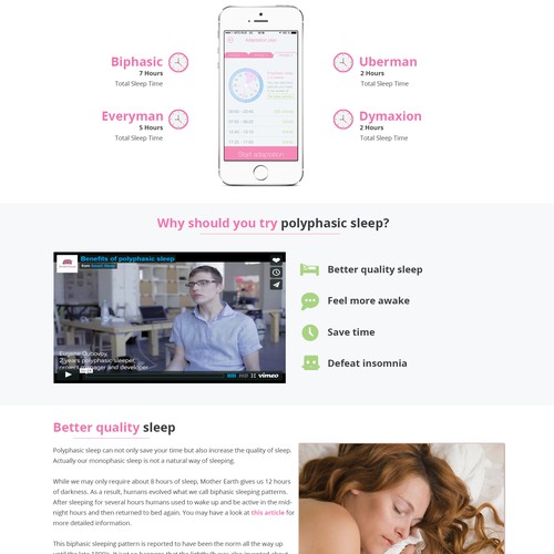 SmartSleep iOS app landing page