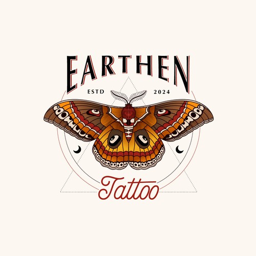 Logo design for tattoo shop with an ancient art tradition feel.