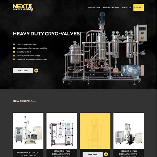 Product focused cannabis equipment web design.