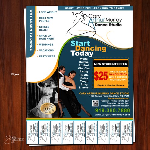 Help Cary Arthur Murray Dance Studio needs a business flyer and brochure