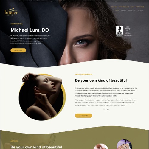 Medical website with section dividers
