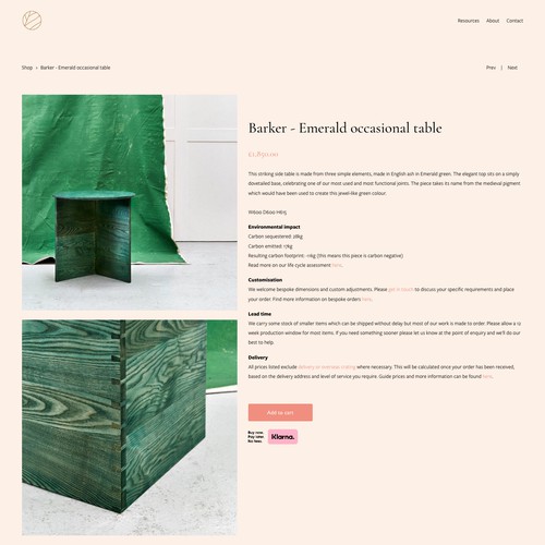 Shopify & Klarna Integration with Squarespace for Bespoke Furniture Store