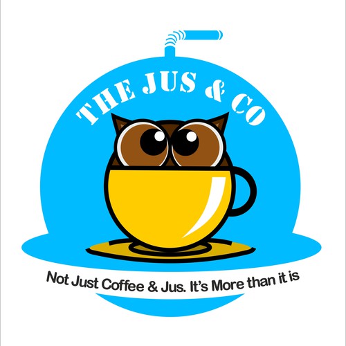 the jus and co, juice caffe logo