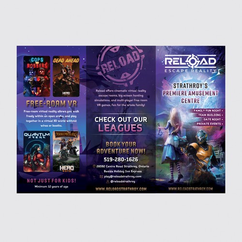 Amusement Centre Tri-fold Brochure - VR Games & Escape Rooms