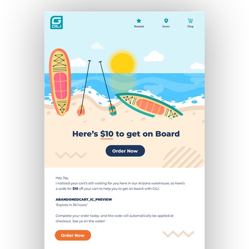 E-Mail Template for a Rad Paddle Board Company
