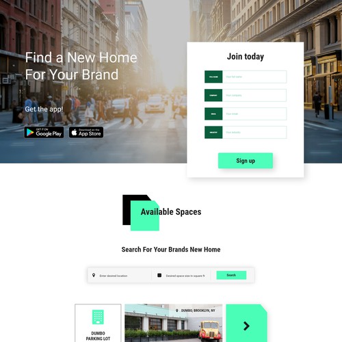 Clean Sign up Landing page