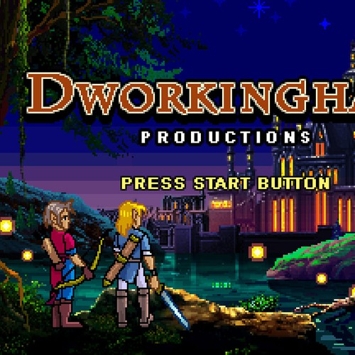Dworkingham Productions title logo (Nighttime)