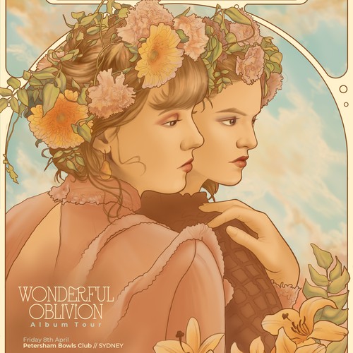 Art Nouveau Inspired Poster for Melbourne Indie Folk Sister Duo