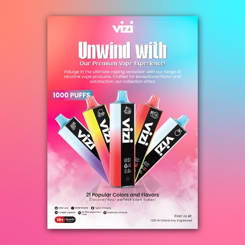 Premium Flyer Design for Vizi Nicotine Vape Products