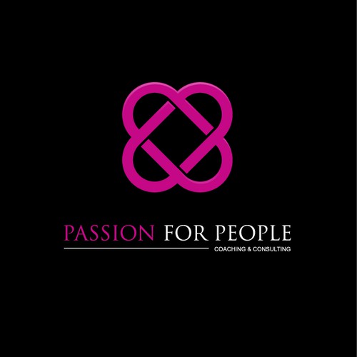 Bald logo made from letters P making hart shape 