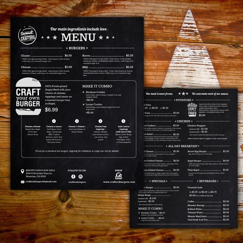 MENU Crafters Burger