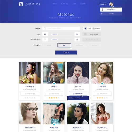 Dating website app UI/UX design