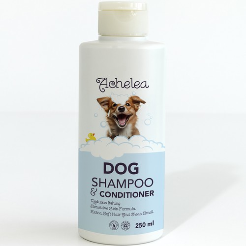 Dog shampoo and conditioner label design