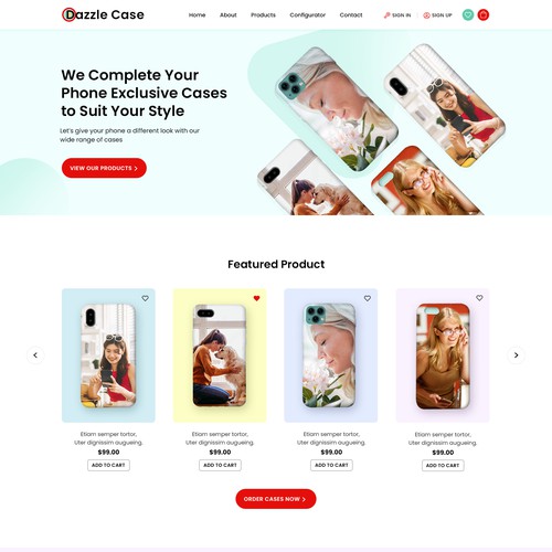 Modern eCommerce and customization tool website homepage deisgn